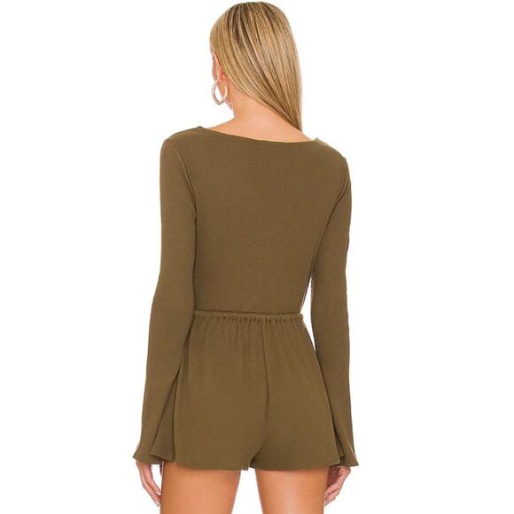 Lovers + Friends Sean Romper Dark Olive Green NWT Size Small - Picture 3 of 3